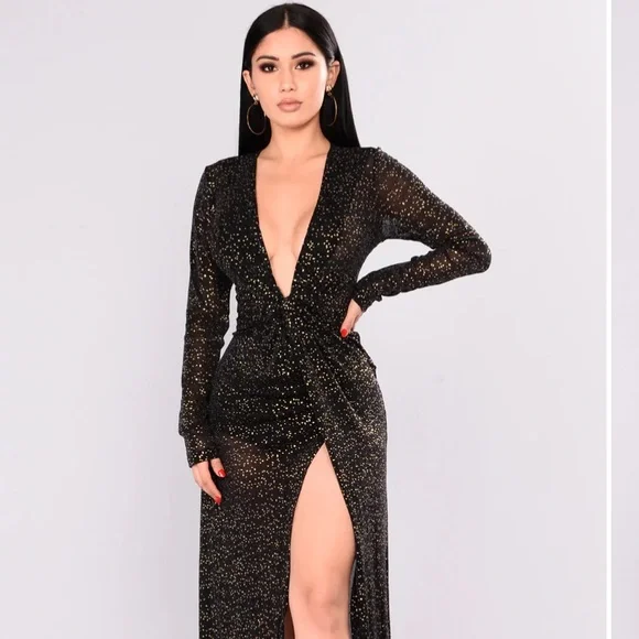 Fashion Nova | Dresses | Fashion Nova Black Dress With Gold Studs | Poshmark